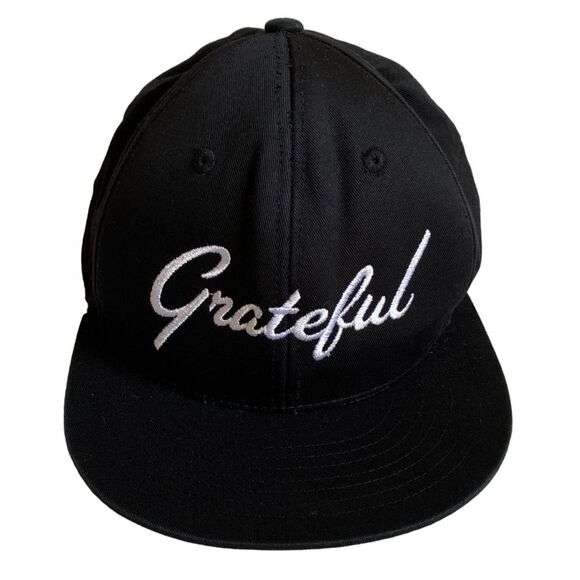 KB Ethos Grateful Embroidered Black Snapback Cotton Baseball Hat Cap - Picture 4 of 12